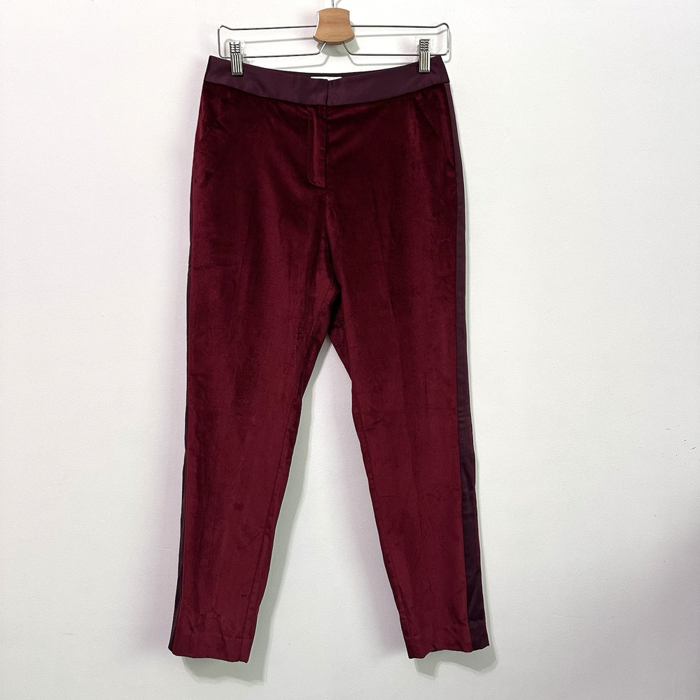 Altuzarra Target Red Velvet Straight Leg Ankle Pants 4 Holiday‎ Party Cocktail